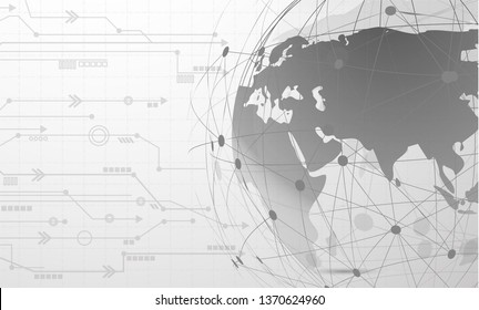 Global network connection Automated Support Assistance and Networks Design Concept with Wireframe
