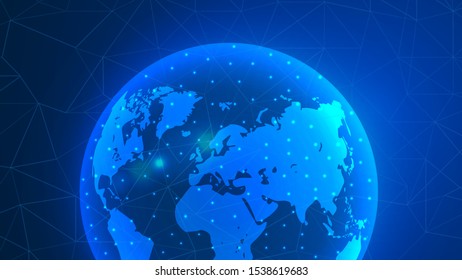 Global network connection background, blue world map, vector, illustration, eps file