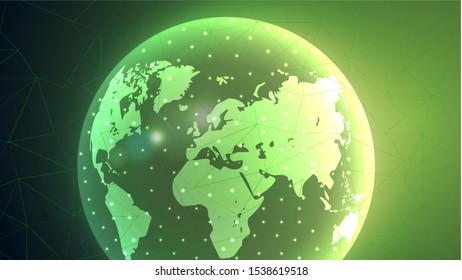 Global network connection background, green world map, vector, illustration, eps file