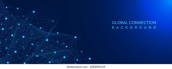 Global network connection background. Social network communication, big data visualization, science and technology backdrop concept. Vector illustration.