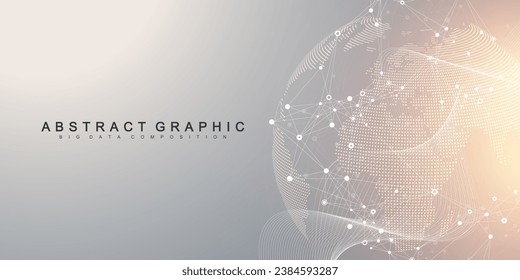 Global network connection banner design template. Header social network communication in the global business concept. Big data visualization. Internet technology.