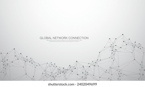Global network connection banner design template. Header social network communication in the global business concept. Big data visualization. Internet
