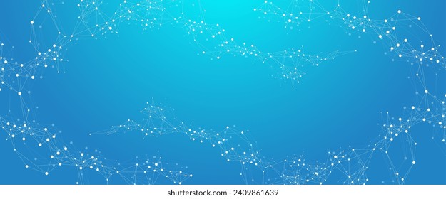 Plantilla de diseño de banner de conexión de red global. Encabezando la comunicación de redes sociales en el concepto de negocios global. Gran visualización de datos. Tecnología de Internet.
