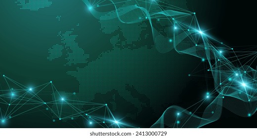 Global network connection banner design template. Header social network communication in the global business concept. Big data visualization. Internet technology.