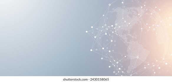 Global network connection banner design template. Header social network communication in the global business concept. Big data visualization. Internet technology.