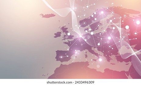 Entwurfsvorlage für Banner für globale Netzwerkverbindungen Header Social Network Kommunikation im globalen Geschäftskonzept. Visualisierung von Big Data. Internet-Technologie.