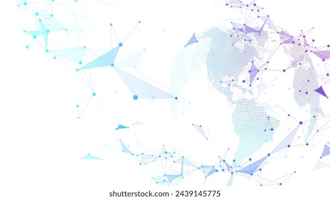 Global network connection banner design template. Header social network communication in the global business concept. Big data visualization. Internet technology.