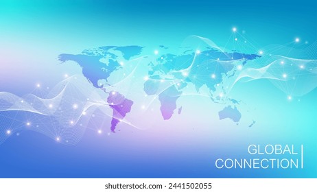 Global network connection banner design template. Header social network communication in the global business concept. Big data visualization. Internet technology.