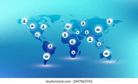 Plantilla de diseño de Anuncio de conexión de red global. Encabezamiento de la comunicación de redes sociales en el concepto de negocio global. Visualización de macrodatos. Tecnología de Internet