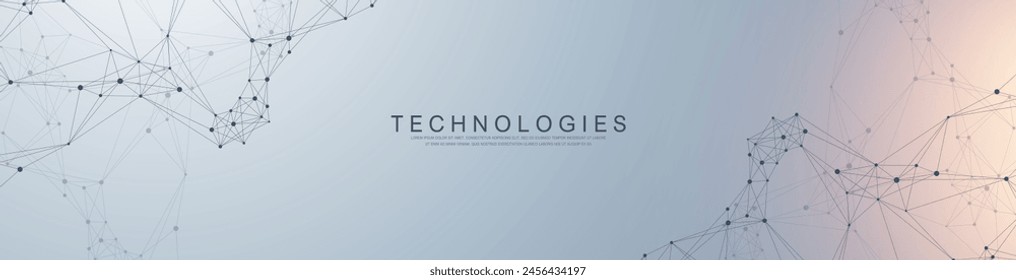 Global network connection banner design template. Header social network communication in the global business concept. Big data visualization. Internet technology.