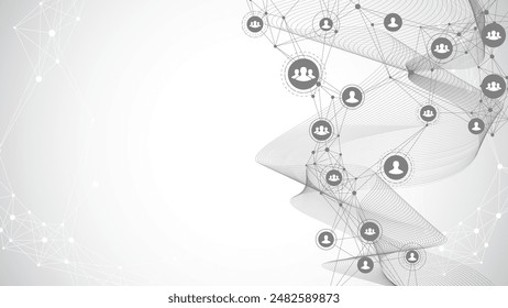 Global network connection banner design template. Header social network communication in the global business concept. Big data visualization. Internet technology.