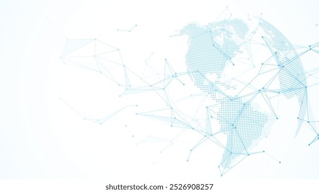 Modelo de design de banner de conexão de rede global. Cabeçalho de comunicação de rede social no conceito de negócio global. Visualização de Big Data. Tecnologia da Internet.