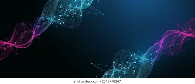 Modelo de design de banner de conexão de rede global. Cabeçalho de comunicação de rede social no conceito de negócio global. Visualização de Big Data. Tecnologia da Internet