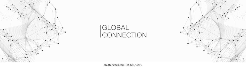 Global network connection banner design template. Header social network communication in the global business concept. Big data visualization. Internet technology