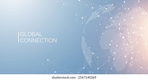 Global network connection banner design template. Header social network communication in the global business concept. Big data visualization. Internet technology.