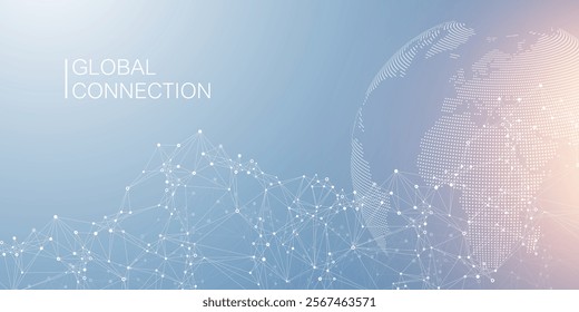 Global network connection banner design template. Header social network communication in the global business concept. Big data visualization. Internet technology.