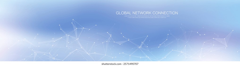 Global network connection banner design template idea. Header social network communication in the global business concept. Internet technology. Big data visualization. Vector illustration.