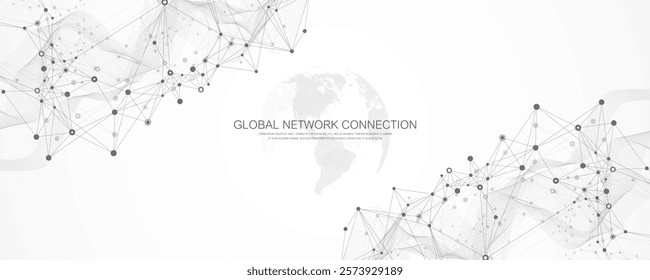 Global network connection banner design template idea. Header social network communication in the global business concept. Internet technology. Big data visualization. Vector illustration