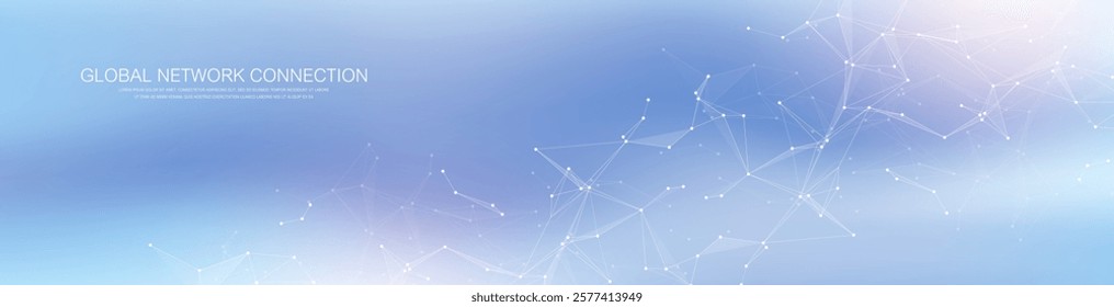 Global network connection banner design template idea. Header social network communication in the global business concept. Internet technology. Big data visualization. Vector illustration.