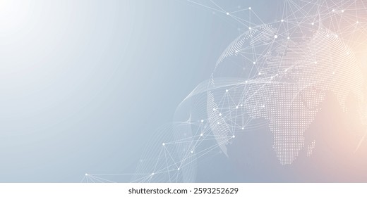Global network connection banner design template. Big data visualization idea. Header social network communication in the global business concept. Internet technology. Vector illustration.