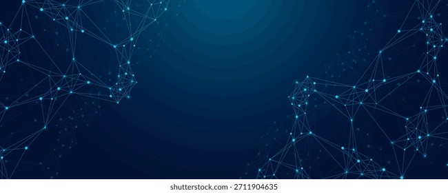Entwurfsvorlage für globale Netzwerkverbindungsbanner. Header soziale Netzwerkkommunikation im globalen Geschäftskonzept. Visualisierung großer Datenmengen. Internet-Technologie.