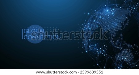 Global network connection banner design template idea. Header social network communication in the global business concept. Internet technology. Big data visualization. Vector illustration.