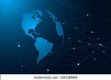 Global network connection. Network and big data visualization background. Futuristic global business. Vector Illustration