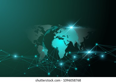 Global network connection. Network and big data exchange over planet earth in space. Global business. Vector Illustration