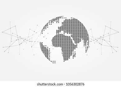 Global network connection with business concept and world map line, vector illustrator