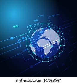 
Global network connection with business concept and world map, vector illustrator