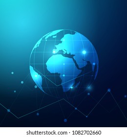 Global network connection with business concept and world map, vector 
