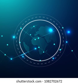 Global network connection with business concept and world map, vector

