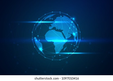 Global network connection with business concept and world map, vector illustrator