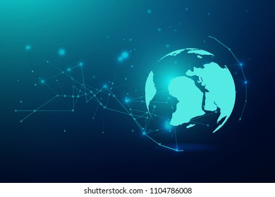 Global network connection with business concept and world map, vector illustrator