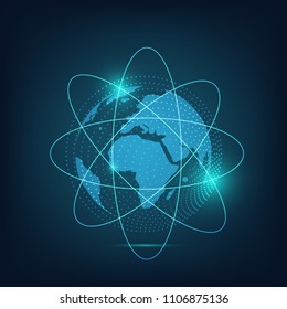 Global network connection with business concept and world map, vector illustrator