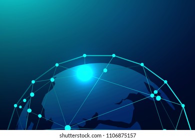 Global network connection with business concept and world map, vector illustrator