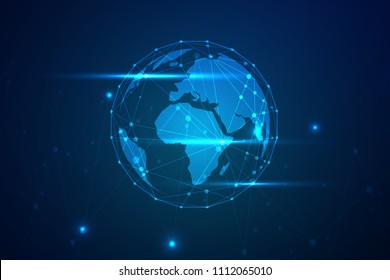 Global network connection with business concept and world map, vector illustrator