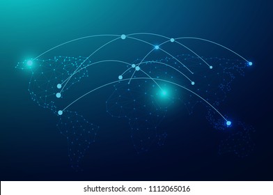 Global network connection with business concept and world map, vector illustrator