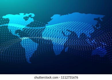 Global network connection with business concept and world map, vector illustrator