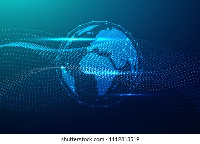 Global network connection with business concept and world map, vector illustrator