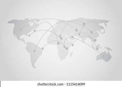 Global network connection with business concept and world map line, vector illustrator