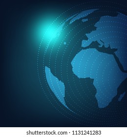 Global network connection with business concept and world map, vector 