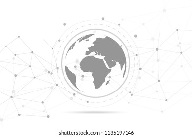 Global network connection with business concept and world map line, vector illustrator