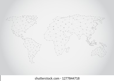 Global network connection with business concept and world map line, vector illustrator