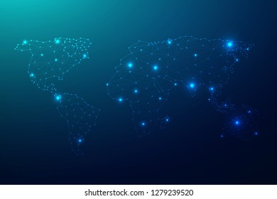 Global network connection with business concept and world map line, vector illustrator