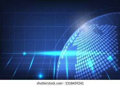 Global network connection with business concept and world map line, vector illustrator
