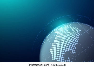 Global network connection with business concept and world map line, vector illustrator