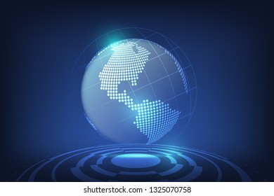 Global network connection with business concept and world map line, vector illustrator