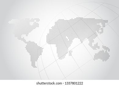 Global network connection with business concept and world map line, vector illustrator