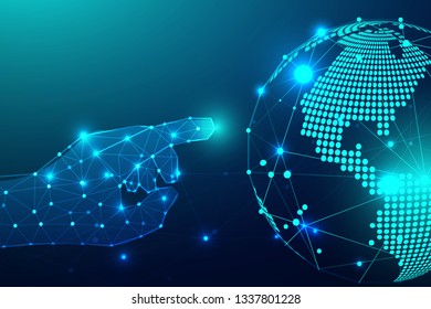Global network connection with business concept and world map line, vector illustrator